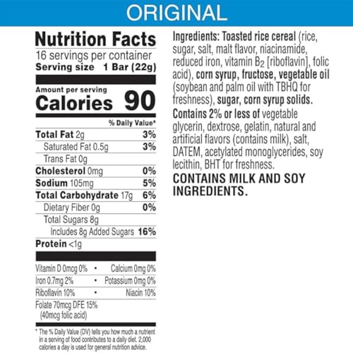 Rice Krispies Treats Marshmallow Snack Bars, Kids Snacks, School Lunch, 16 pack - Pack of 2 (32 count in total)