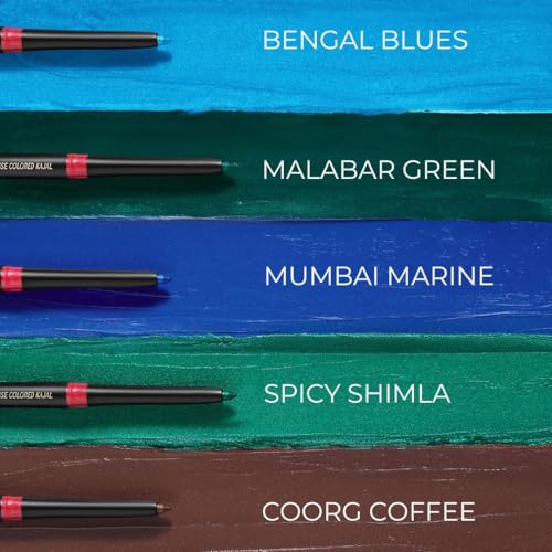 Image of LoveChild Masaba Colored Kajal, Mumbai Marine (Navy Blue)- Intense Color, Smooth Glide, Waterproof, Smudge-Proof Eye Pencil with Almond Oil, 0.3 g
