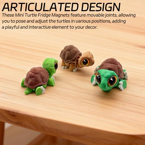 Set 3 Imanes Decorativos de Tortuga Mini con Articulaciones Movibles miniatura 3