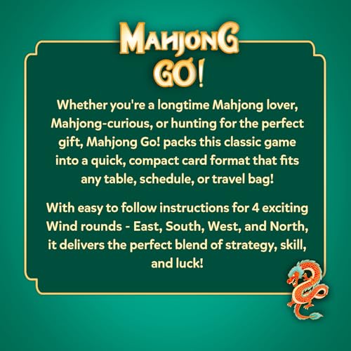 Image of Mahjong Go! Card Game, Classic Mahjong Reimagined, Perfect for Game Night | Fast-Paced Strategy and Skill Game with Wind Rounds, Travel-Friendly, Gift for Mahjong Lovers, Adults and Teens