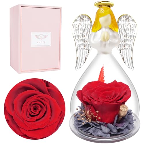 Miofula Regalo Día de la Madre,Rosa Eterna Regalos Originales para Mujer,Flores Preservadas Ángel Regalo Madre,Rosa Preservada Regalo Cumpleaños Mujer,Regalo Dia de la Madre,Regalo Aniversario Pareja