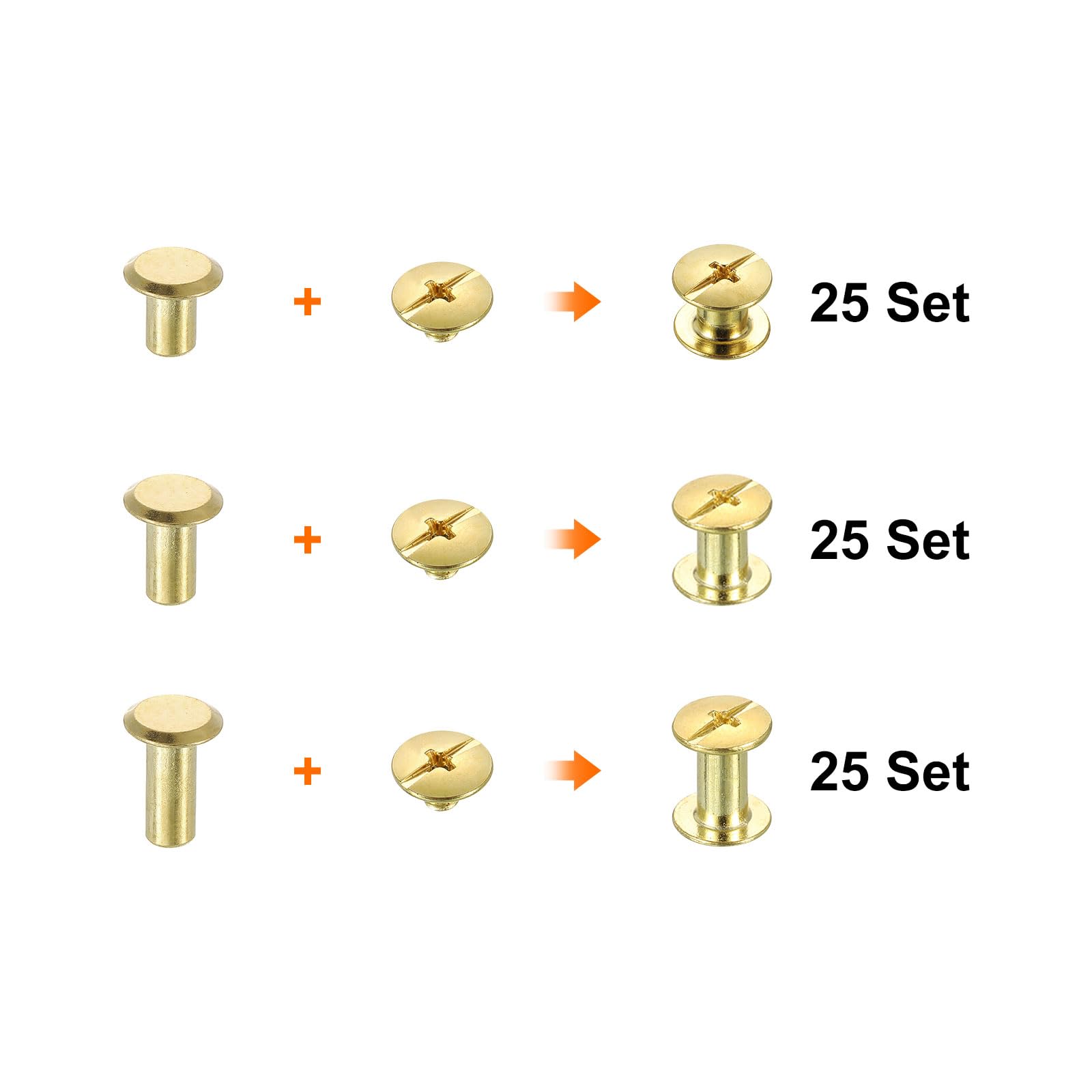 Set Di 10 Rivetti A Vite M4 X 18 Mm In Ottone, Testa Phillips, Per Lavori Su Pelle, Borse E Fai Da Te