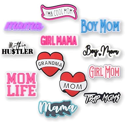 Mom Shoe Charms Mother 12PCS Grandma Shoes Charms Mommy PVC Mama Cute Clog Pins Mummy Accessories Party Favors Birthday Gifts Holidays Decoration for Boys Women Girls Cover