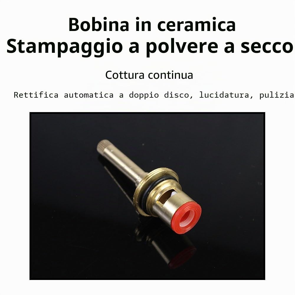 Cartuccia Valvola Rubinetto in Ottone per Vasca da Bagno, Ricambio a Stelo Lungo Alto, Ceramica, Filettatura BSP 1/2", Senso Antiorario (82 mm)