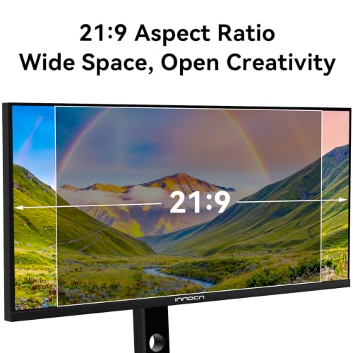 Image of INNOCN 34 inch 5K 5120 x 2160P Wide Monitor for Laptop /MacBook /Mini PC, Screen Split PIP /PBP, 21:9, 120Hz, HDR400, HDMI 2.1, DP, FreeSync, USB-C, DeltaE<2, Speakers, Height Adjustable, Black - 34C1U