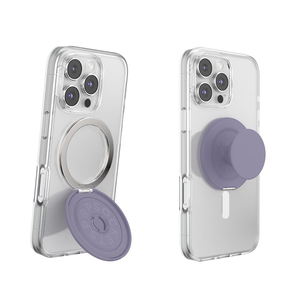 PopSockets Kick-Out Grip for MagSafe, Adjustable Kickstand for Portrait or Landscape, Magnetic Stand, Purple - Dusk