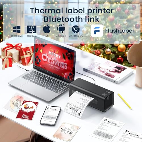 Image of BRONTIX 4 Inch Thermal Label Printer | 4x6 Inch Bluetooth Thermal Printer | Barcode & Shipping Label Printer