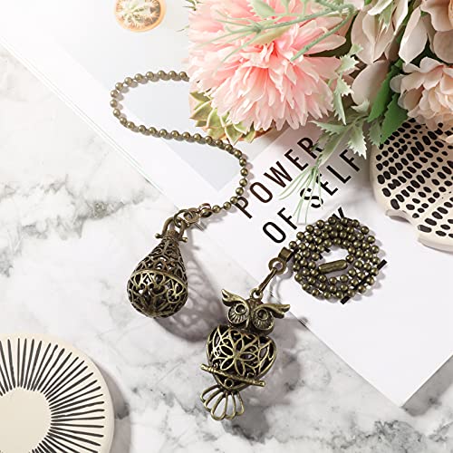 4 Pieces Owl Hollow Fan Chains Hollow Light Ceiling Fan Chains Pulls Vintage Owl Fan Chain Decorative Extension Antique Light Chain Pendant With Ball Chain Connectors For Ceiling Light Fan #TOP3