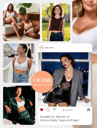 Image of OEAK Women Wireless Jelly Bra Supportive Full Coverage Plus Bras | Comfortable Bralette,No Underwire,Tshirt,Support&Lift,Push Up,Crossover,V Mesh,Everyday,Breathable,Convertible Straps