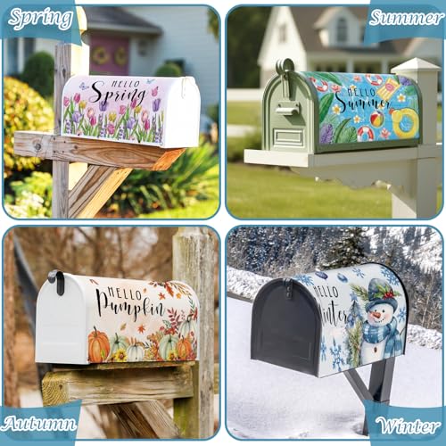 Image of FYSUIMU 4Pcs Mailbox Covers Seasonal Magnetic Standard Size 18 x 21 Inch Spring Summer Autumn Winter Seasonal Mailbox Wrap for Outdoor Home Yard Garden Decoration