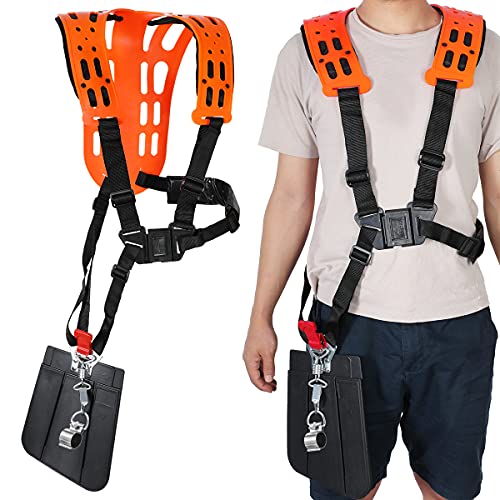 Lenink Trimmer Shoulder Strap, Double Shoulder Harness Strap with Double Adjustable Belt Compatible with Brush Cutters, Line Trimmers, Edger