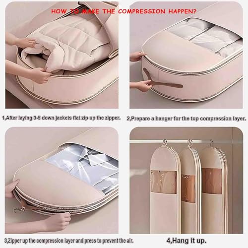 Otherwise Garment Bag, 2025 Otherwise Space Saving Hanging Garment Bag with Self Compression Zipper for Moving or Storaging Clothes, Protects Your Clothes, Save Space (Pink, XL)3