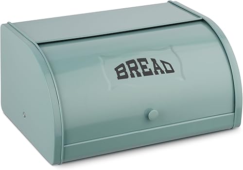 Olebes Panera de metal para encimera de cocina, contenedor de almacenamiento de pan, panera de granja, soporte para pan vintage, panera de