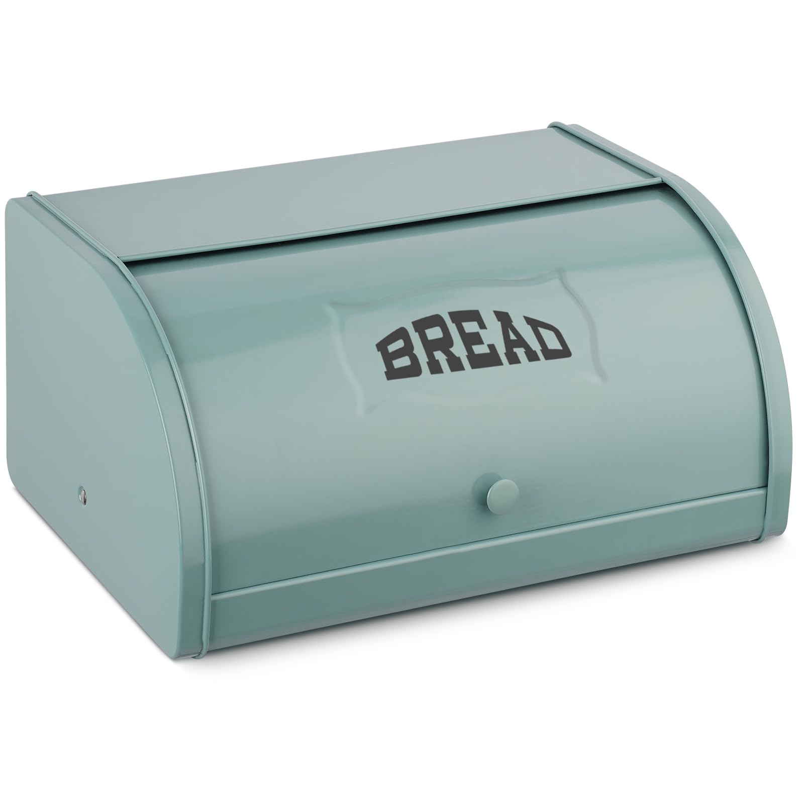Pitmoly Bread Box for Kitchen Countertop, Roll Top Lid Bread Storage Container, Vintage Farmhouse Breadbox, Large Metal Bread Keeper, Retro Bread Holder (Green)