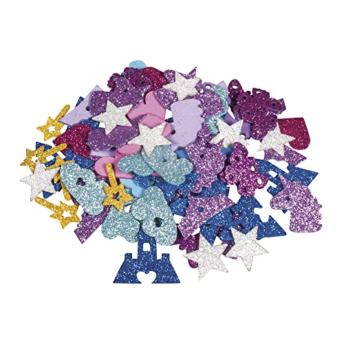 Rayher 30230000 Moosgummi Märchen Mix Glitter, 3 - 4 cm, 80 Stück,...