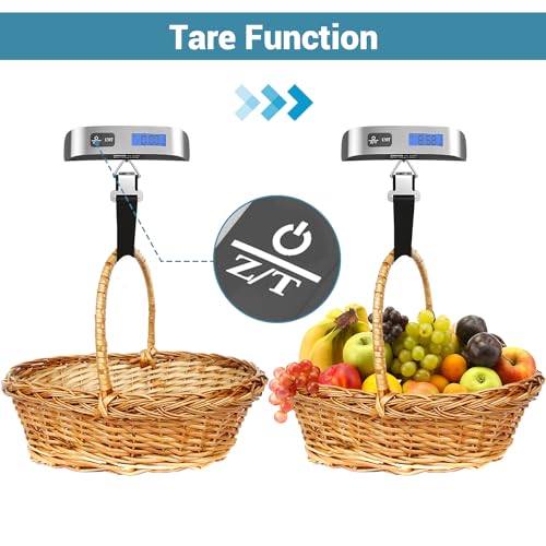 Luggage Scale, Dr.meter Travel Essentials Backlight LCD Display 110lb/50kg Luggage Weight Scale for Travel Accessories Portable Handheld Scale with Rubber Paint, Temperature Sensor, Battery Included