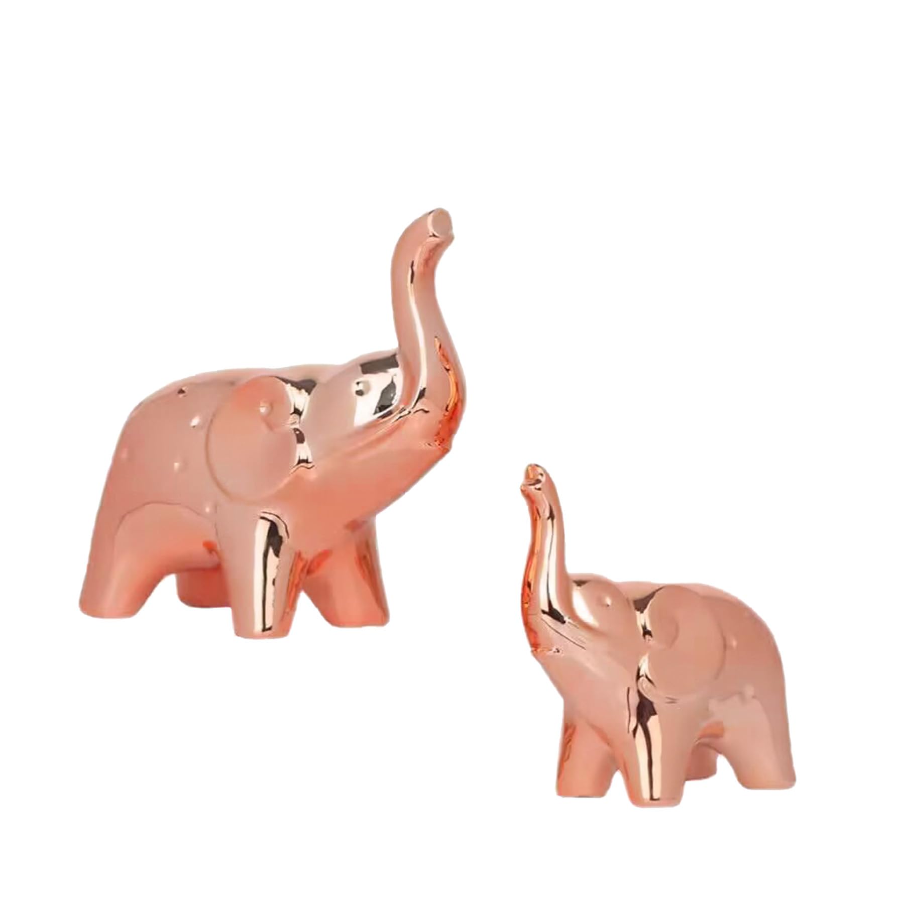 Moaobooh 2 piezas de estatua de elefante, decoración para salón, dormitorio, oficina, estantería (oro rosa)