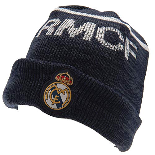 Real Madrid FC - Gorro de Punto Oficial para Adultos Unisex (Talla Única) (Azul Marino)