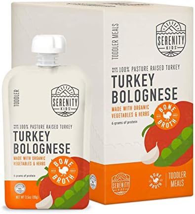 Serenity Kids Baby Food Pouches, Turkey, No Added Sugar, 3.5 oz, 6 Pack | No Extra Sweetness, No Added Sugar, Toddler Food Pouch, Baby Puree, Organic Toddler Snack, Baby Food Pouch