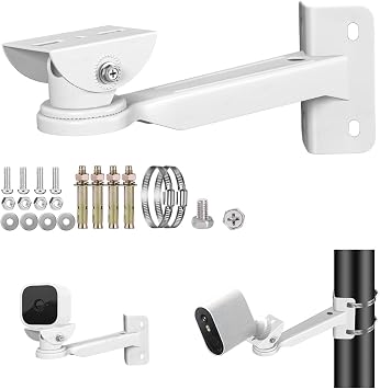 ZT-NET Security Camera Mount Corner Pole Mounting Bracket | Heavy-Duty Adjustable Holder for CCTV Cameras Installation Indoor and Outdoor Iron, White