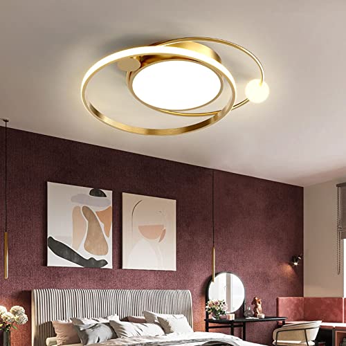 Plafonnier LED moderne &agrave; intensit&eacute; variable 31W dor&eacute; pour salon et chambre