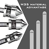 Vista 7 de M35 Cobalt Countersink Drill Bit Pro-Grade 6pc Cobalt Countersink Bits Set 5-Flute Design for Metal/Wood/Stainless Steel/Carbon Steel Auto