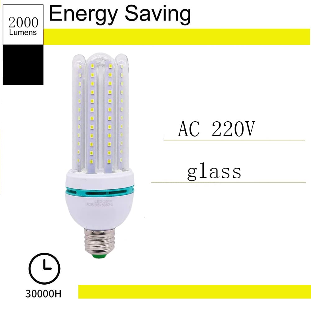 Xindaxin® - Bombilla LED de bajo consumo (20 unidades, E27, 20 W equivalentes a 200 W, no regulable, luz blanca fría, 6000 K, adecuada para bares, cafeterías, restaurantes, etc.