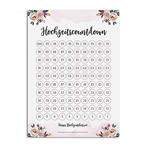 Nastami Postkarte Hochzeitscountdown BOHO Countdown Hochzeit Postkarte Save the date