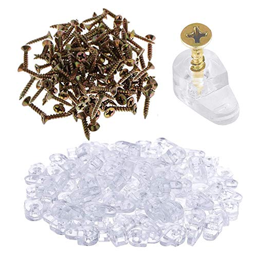 50 Paquete Clips de Plástico para Paneles de Vidrio con Tornillo, Kit de Clips de Retención de Vidrio, para Fijar Puertas de Gabinetes de Vidrio Cover