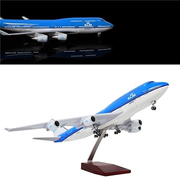 24-Hours 18 1130 Scale Airplane Model Dutch Airlines 747 Plane Model KLM Model Plane with LED LightTouch or Sound Control for Decoration or Display