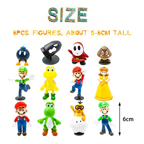 Mario Taarttoppers, Mario Figuren Set, Mario Taartdecoraties, Mario Cupcaketoppers voor Kinderen, Mario Taart Decoraties… - Image 3