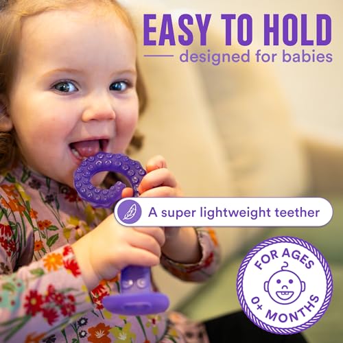 Image of - Made in USA Medical Grade Silicone Teether for Infants - Multi-Stage Molar Relief & Interactive Parent-Finger Fit - 0-24 Months