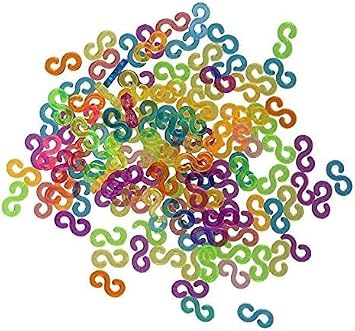 125pcs Rainbow Color Loom Bands S Clips,Refill Connecting Loom Band Hooks for Weaving Necklace Jewelry Craft Making Tool Durable and Fashion,Weaving Loom Tools and Accessories,Weaving and Spinning