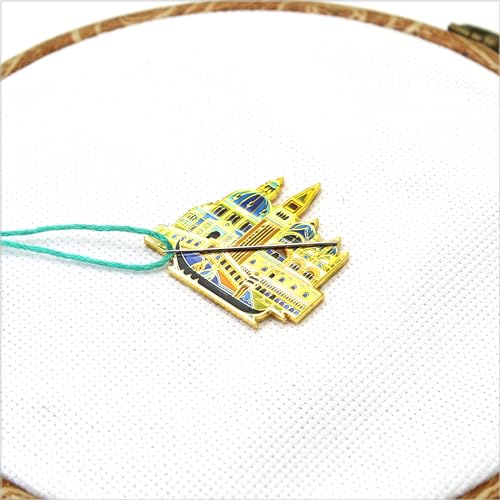 Image of Awesome Pattern Studio Needle Minder Set - Venice Magnetic Needle Minder + 2 Needle Threaders. Enamel Pin for Cross Stitch, Embroidery and Craft