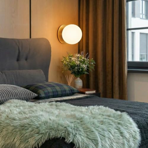 Image of 2 Pack Wall Sconces, Modern Globe Sconces in Aged Brass, Wall Light for Bedroom Bathroom Living Room & Hallway Vanity Lighting, Ceiling Light Fixture