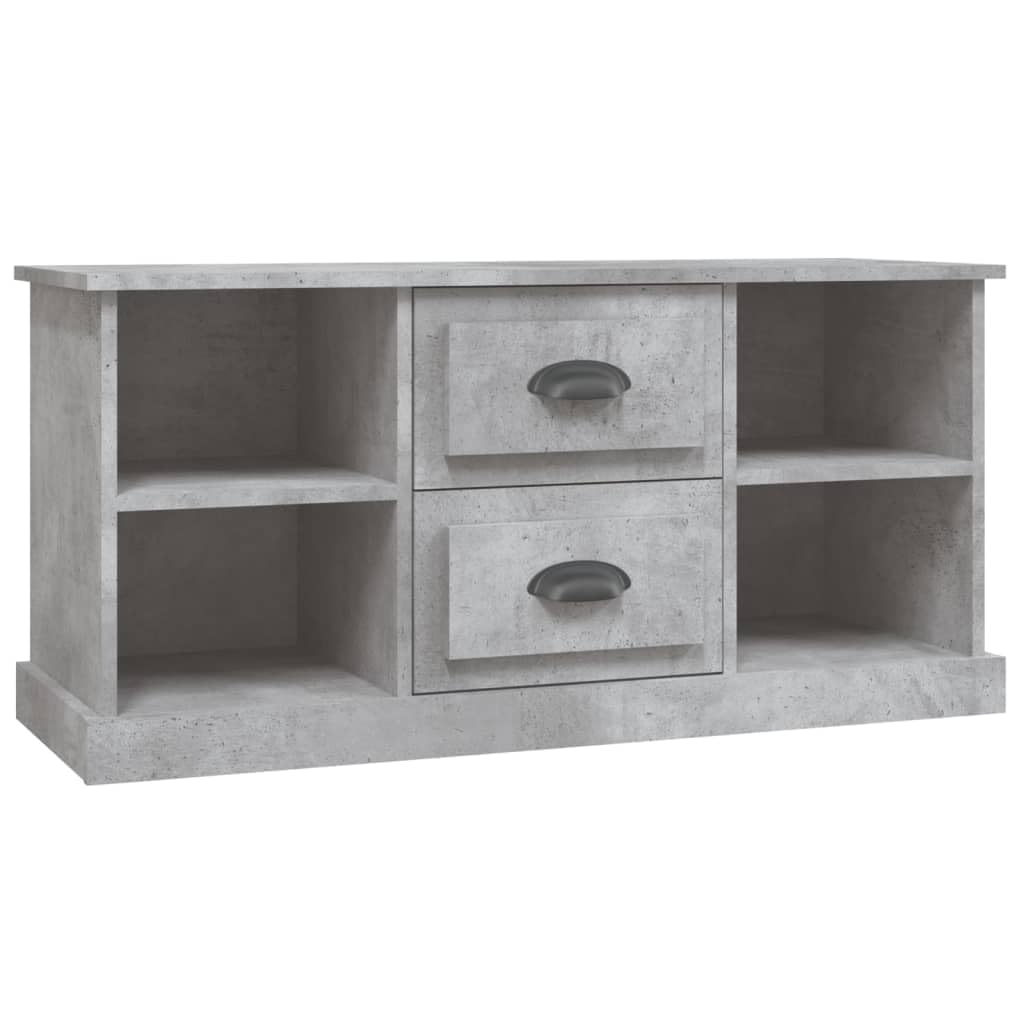 VidaXL Meuble TV Gris Béton 80x35x45 Cm - Bois Ingénierie - 2 Compartiments Avec Portes - Moderne Et Pratique