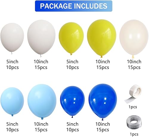 Miniatura 2 de Kit de arco de guirnalda de globos de limón azul real y amarillo con 142 globos de látex para verano, aniversario, cumpleaños, boda, graduación,