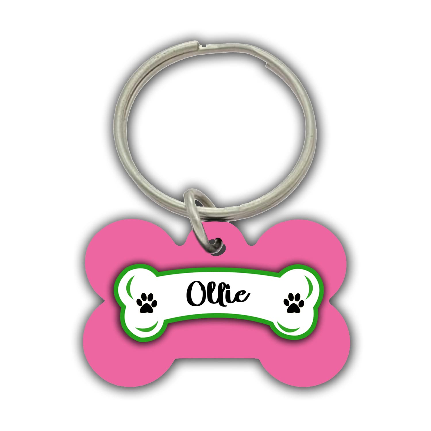 Ollie Pets Name/Identity Tag Bone Shape Tag for Dogs and Cats , Dog ID tag -ATPET03072