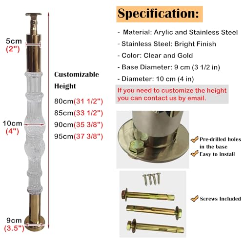 10 szt. nowoczesnych akrylowych tralek schodowych - 80 cm wrzeciona ze stali nierdzewnej do balustrady tarasowej i werandy, stylowa dekoracja domu, bezpieczeństwo i elegancja w pomieszczeniach