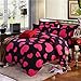 Produktbild Fansu Bettwäsche Set 3 teilig, Freizeit Stil Bedrucktes Atmungsaktiv Microfaser Bettwäsche Set Kopfkissenbezug Bettbezug mit Reißverschluss Schließung (220x240cm,Rote Liebe)