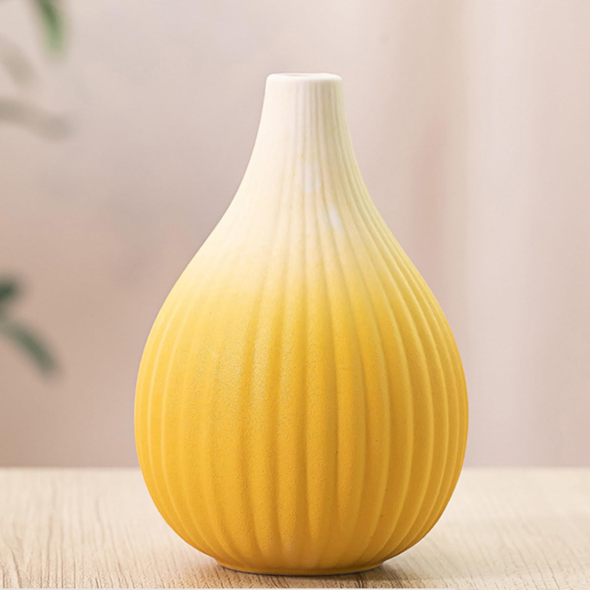 Amazon.co.jp: YJFFQ フラワーベース 陶器 イエロー 小さい 花器 花瓶