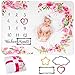Baby Meilenstein Decke auf Deutsch | Monatsdecke Baby Junge & Mädchen, Unisex | Blumen & Blätter | Personalisiertes Neugeborenen-Geschenk für Mütter | Babydecke | Meilensteindecke und Rahmen