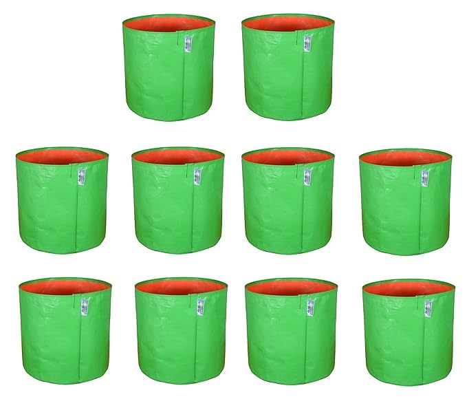 Image of by Bright Enterprises HDPE Grow Bags 12x12 Inch (Set of 10) - Heavy Duty Grow Bags for Terrace & Home Gardening | Plant Bags for Vegetables, Fruits and Plants | Grow Bag Combo Pack