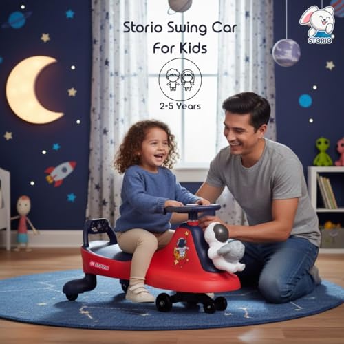 Image of Storio Astronaut Space Theme Swing Car for Kids 2-5 Years | Twist & Turn Ride-On Toy | No Pedals, No Batteries | Smooth & Safe Ride | Sturdy Body | Indoor Outdoor Ride-On for Boys & Girls