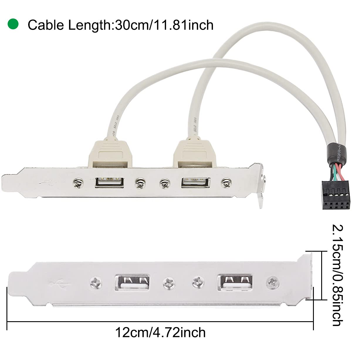 3 Pack 2 Port USB 2.0 Rear Panel Expansion Bracket to 9 Pin, Motherboard USB2.0 9 pin Female to Dual USB Type-A Female with PCI Slot Cover Dust Filter, 30cm image 4