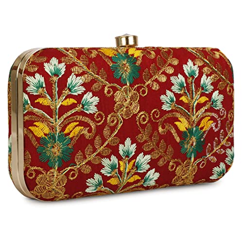 Image of LONGING TO BUY Hand Crafted Designer Box Clutch - Zari Embroidery For Women