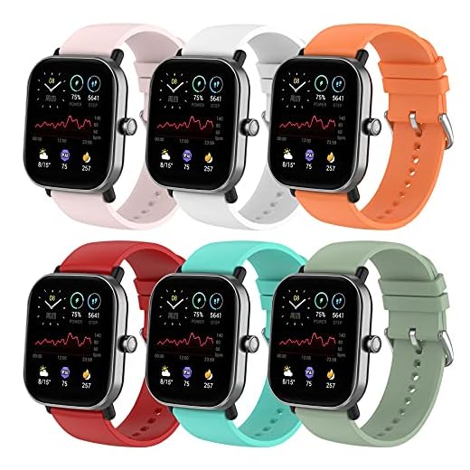 SenMore 6 Correas Compatible con Amazfit GTS 2/GTS 2 Mini/Amazfit GTS Pulsera, Correa de Silicona de Repuesto para Amazfit Bip/Amazfit Bip Lite/Amazfit GTR 42mm Watch Pulseras