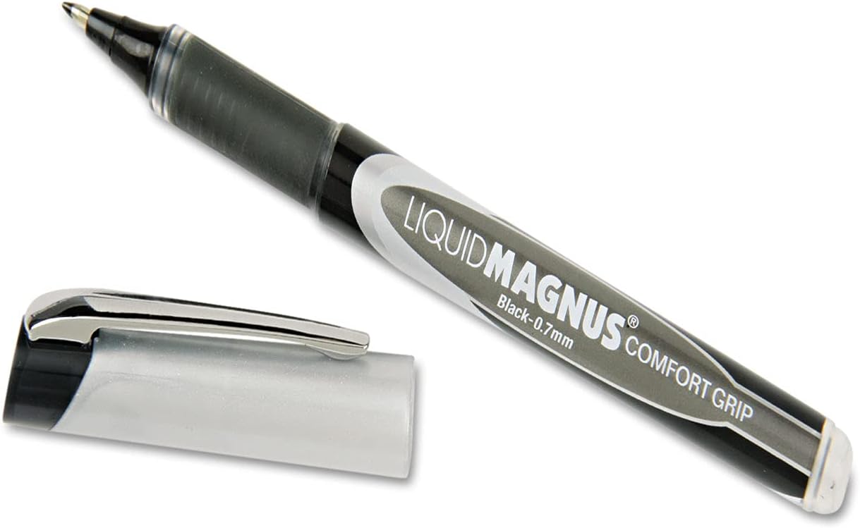 AbilityOne - 7520015877791 - Liquid Magnus® Comfort Grip Rollerball Pen - Fine Point Arrowhead - 0.7mm - Black Ink - 4 units