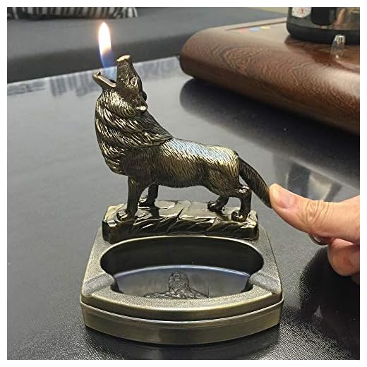New Novelty Wolf Refillable Butane Table Lighter Cigarette Cigar