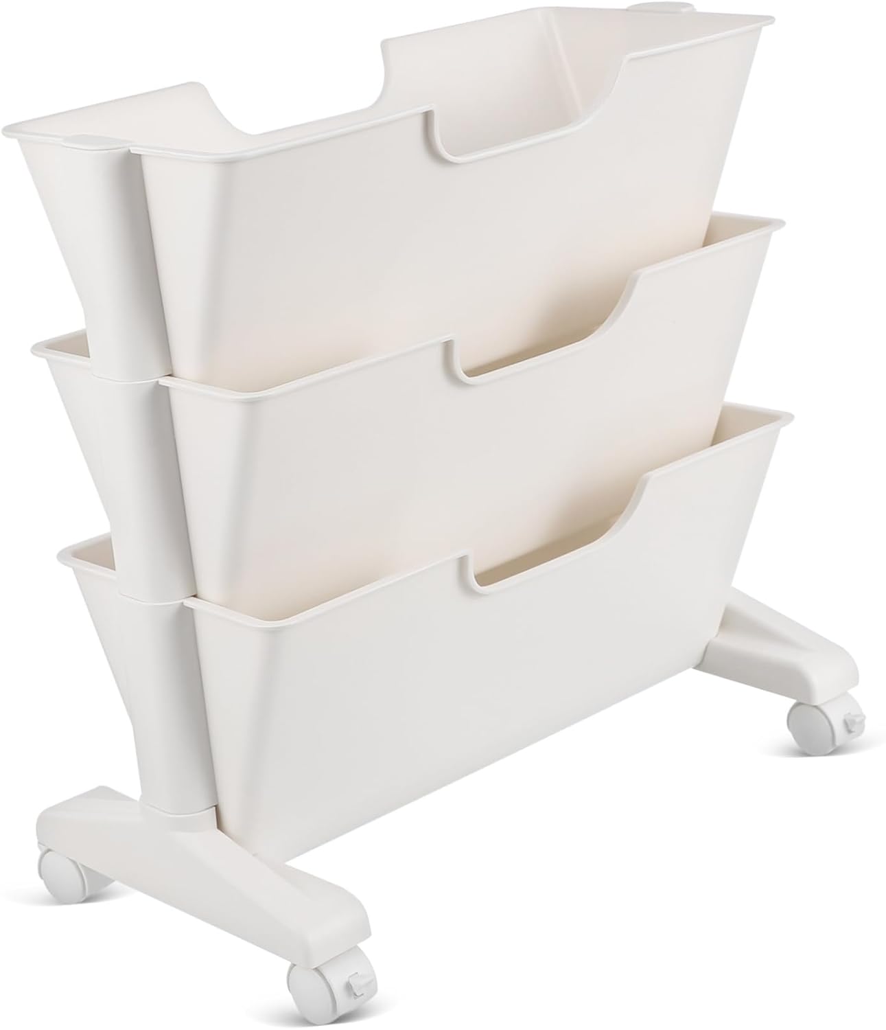 Alipis Triple Mobile Bookshelf Lockable Wheels Classroom Book Cart Rolling Storage Cart for Office